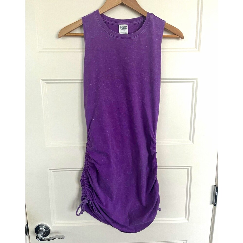PINK Victoria's Secret Purple Tank Dress Short Sleeveless Ruched Jersey M